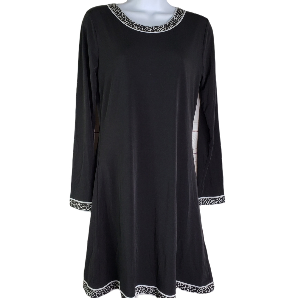 Michael Kors Women's Black Shift Dress Zebra Trim sz Small Career NWT Soft